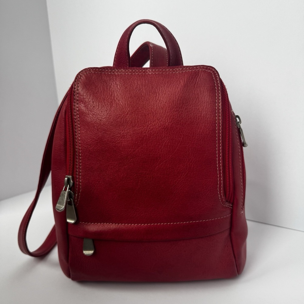 Le Donne Leather Backpack or Purse - U-Zip MidSize - Red
